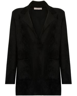 D.exterior Single-Breasted Straight Hem Blazer - Black