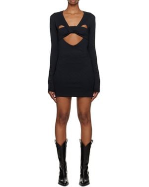 Ambush Monogram-Jacquard Mini Dress - Black