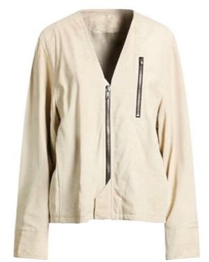 Rick Owens Simple Frosted Leather Jacket - Natural