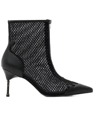 AllSaints Natasha Mesh High-Heel Ankle Boots - Black
