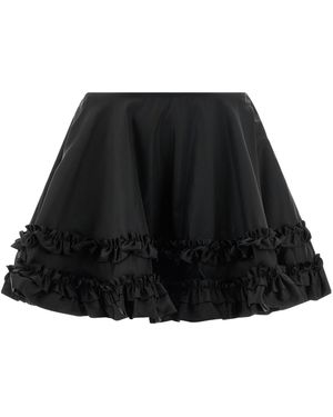 Ganni Duchesse Mini Frill Skirt - Black