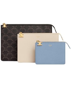 Celine Three Pouches Set Triomphe Charms - Blue