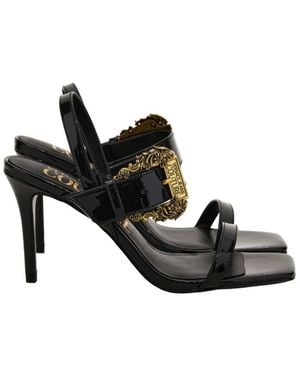 Versace Jeans Couture Couture Buckle Strap Heeled Sandals - Black