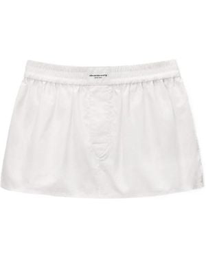 Alexander Wang Mini Logo-Patch Boxer-Style Shorts - White
