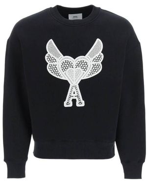Ami Paris Ami De Coeur Embroidered Sweatshirt - Blue