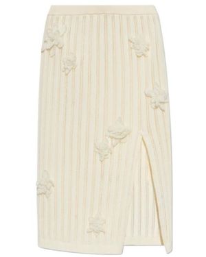 CASABLANCA Floral Patch Side Slit Midi Skirt - Natural