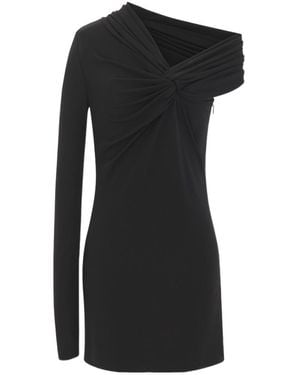 Saint Laurent Ruched One-Sleeved Mini Dress - Black