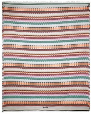 Missoni Zigzag Fringed Beach Towel - White