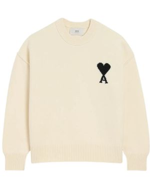 Ami Paris Ami De Coeur Crewneck Jumper - Natural