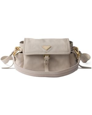 Prada Explore Medium Nappa Leather Shoulder Bag With Flap - Gray