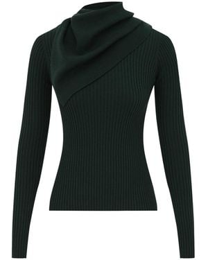 Zimmermann Ribbed-Knit Cowl-Neck Jumper - Black