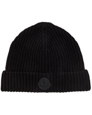 Moncler Coarse Ribbed Knitted Cold-Weather Cap - Black