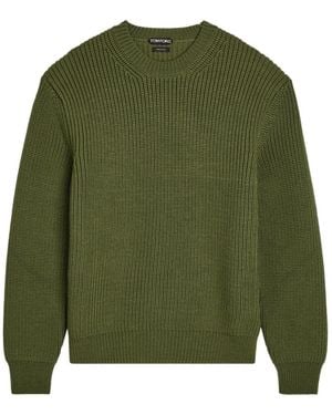 Tom Ford Ribbed Crew-Neck Wool Jumper - Green
