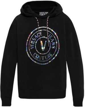 Versace Jeans Couture Couture Logo Printed Drawstring Hoodie - Black