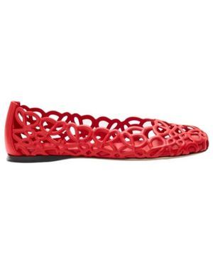 Loewe Leather Petal Anagram Ballet Flats - Red