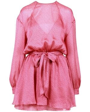 Aniye By Polka-Dot Tied-Waist Dress - Pink