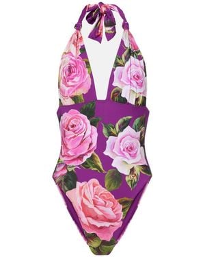 Dolce & Gabbana Floral Printed Swimsuit - Pink