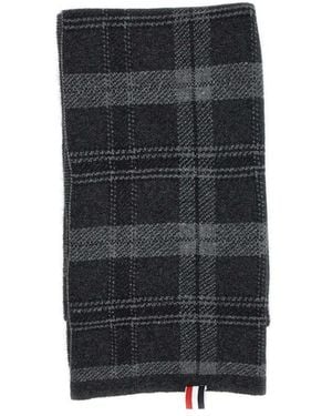 Thom Browne Check-Pattern Knitted Scarf - Black