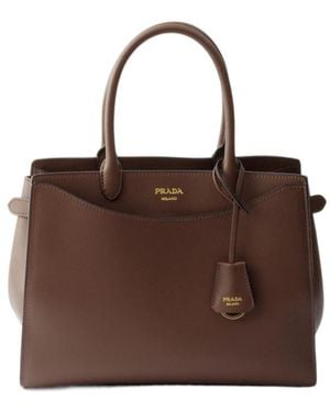 Prada Prelude Large Leather Handbag - Brown