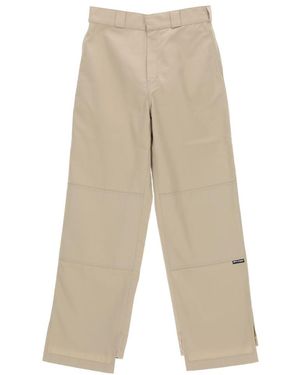 Palm Angels Logo Detailed Straight-Leg Trousers - Natural