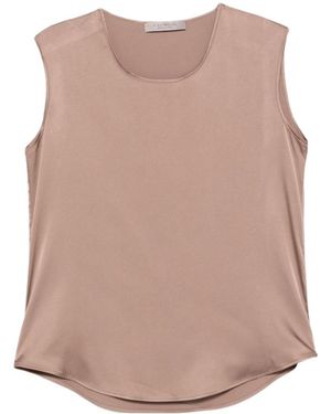 D.exterior Round-Neck Sleeveless Top - Brown