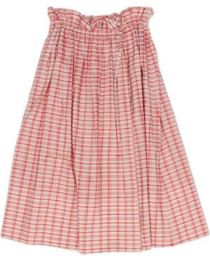 Jil Sander Checked Ruched Skirt - Red