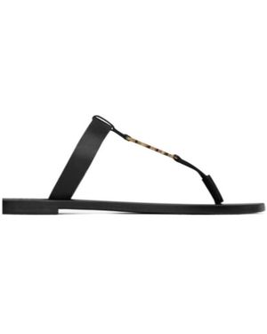 Saint Laurent Cassandre Logo Plaque Slides - Brown