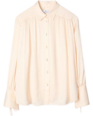 Paul Smith Ps Paul Smith Pleated Satin Shirt - Natural