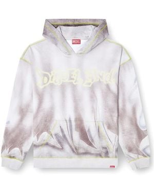 DIESEL Graffiti-Print Cotton Hoodie - Gray