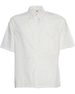C.P. Company Short Sleeve Poplin Shirt - White