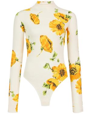 Alaïa Long-Sleeved Patterned Bodysuit - Metallic