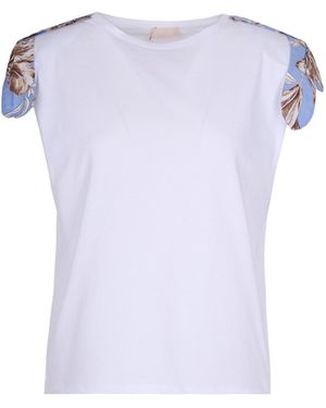 Liu Jo Floral-Sleeve T-Shirt - White