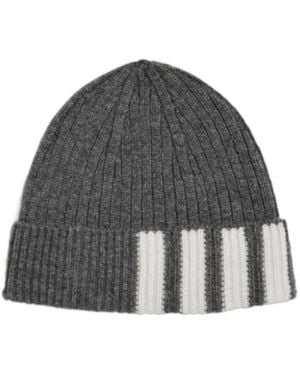 Thom Browne 4-Bar Knitted Beanie - Grey