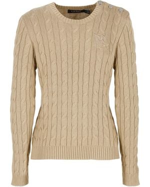 Ralph Lauren Lauren Logo Embroidered Knitted Jumper - Natural