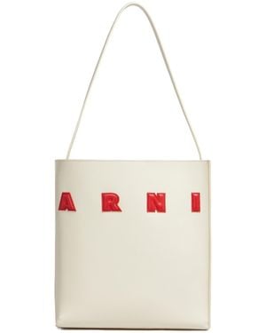 Marni Museo Logo-Patch Small Shoulder Bag - White