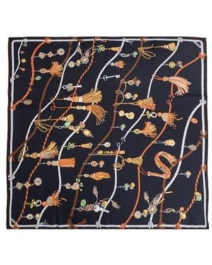 Versace Printed Silk Scarf - Black