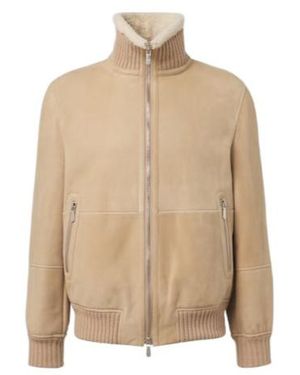 Brunello Cucinelli Shearling-Lined Suede Bomber Jacket - Natural
