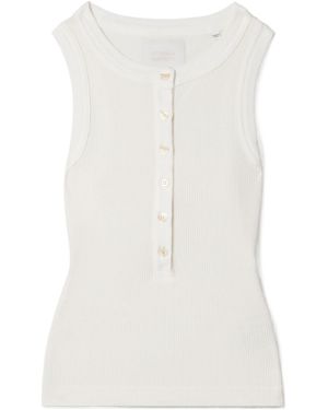 Citizens of Humanity Button-Front Ribbed Top - White