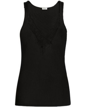 Balmain Lace Knit Vest Top - Black