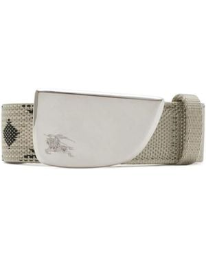 Burberry Check Webbing Shield Belt - White