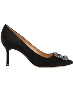 Manolo Blahnik Hangisi 75 Silk-Satin Court Shoes - Black