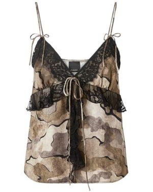 Pinko Lace Trim Printed Camisole Top - Brown