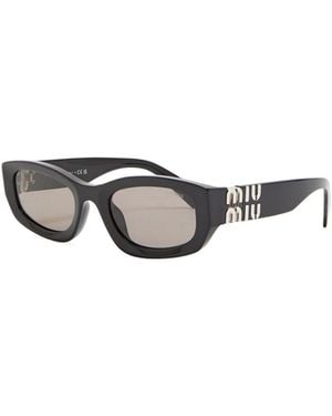 Miu Miu Narrow-Frame Cat's Eye Sunglasses - White