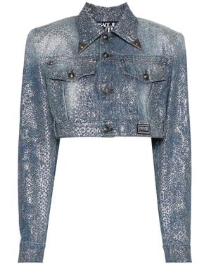 Versace Jeans Couture Couture Animalier Motif Cropped Jacket - Blue