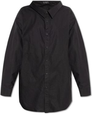 Balenciaga Off-Shoulder Oversized Poplin Shirt - Blue