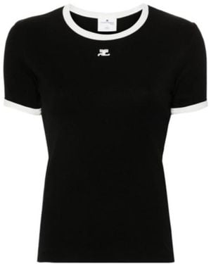 Courreges Contrasting-Color T-Shirt - Black