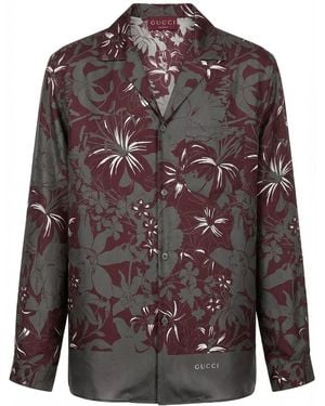 Gucci Floral-Print Long-Sleeve Shirt - Purple