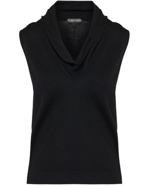 Tom Ford Cowl-Neck Sleeveless Top - Black