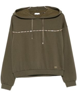 Liu Jo Embellished-Band Hoodie - Green
