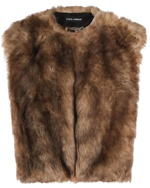 Dolce & Gabbana Fur-Trimmed Gilet - Brown
